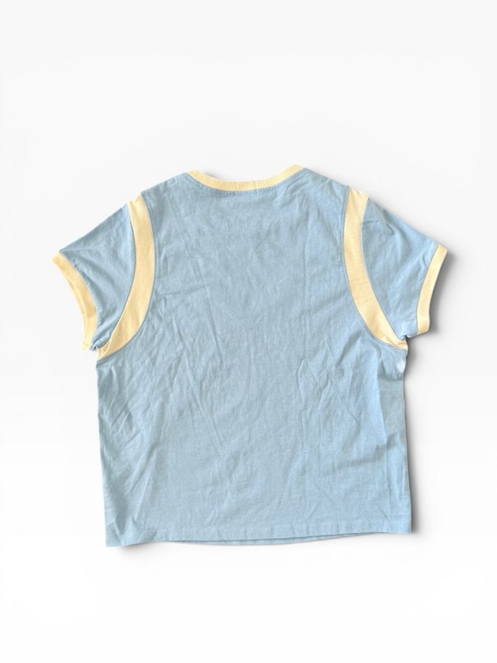 NWT MOTHER The Boxy GoodieInset Tee -Mother Script- L- Baby Blue/Red/White - Picture 6 of 12